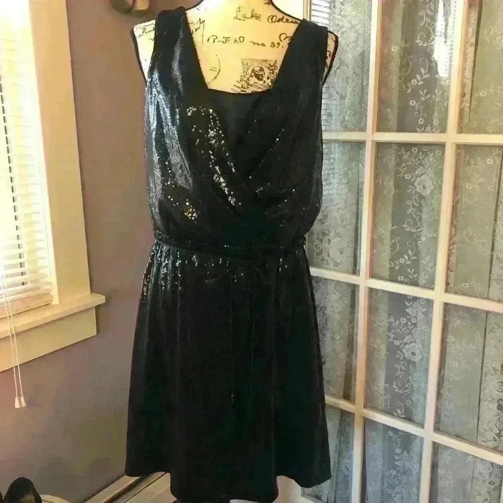 WHBM Black Sequined Dress